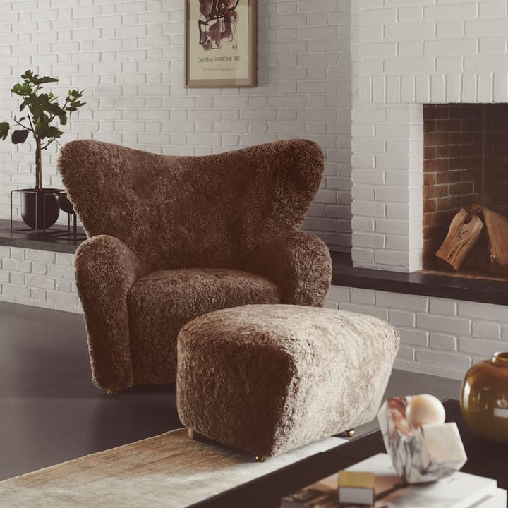 The Tired Man armchair, Sheepskin moonlight, legs oak nature Audo Copenhagen