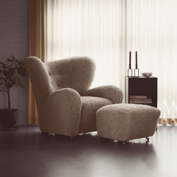 The Tired Man armchair, Sheepskin moonlight, legs oak nature Audo Copenhagen
