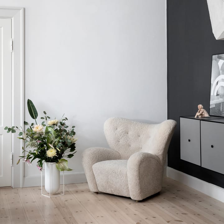 The Tired Man armchair, Sheepskin moonlight, legs oak nature Audo Copenhagen