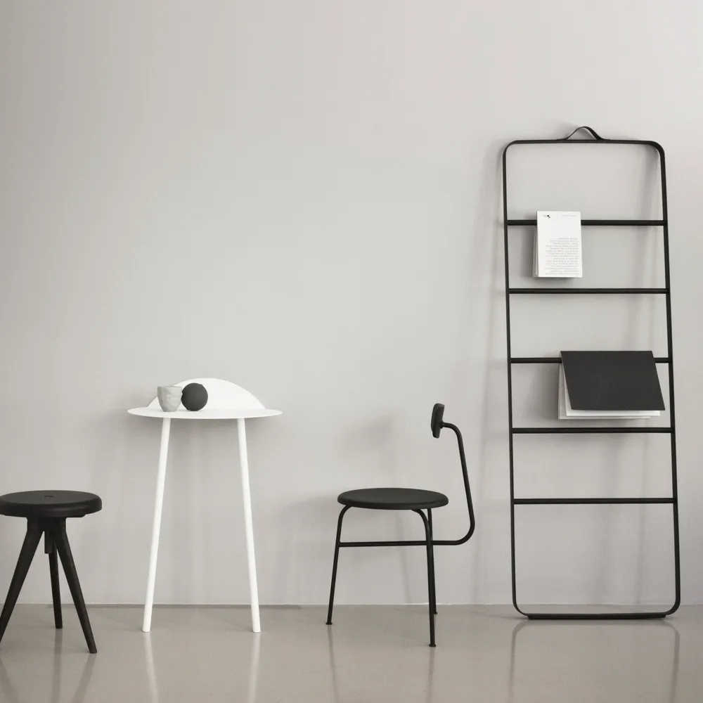 Towel towel hanger, Black, bars in dark ash, leather Audo Copenhagen