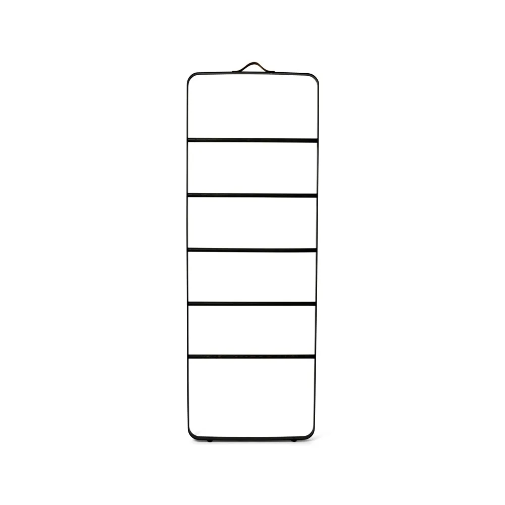 Towel towel hanger, Black, bars in dark ash, leather Audo Copenhagen