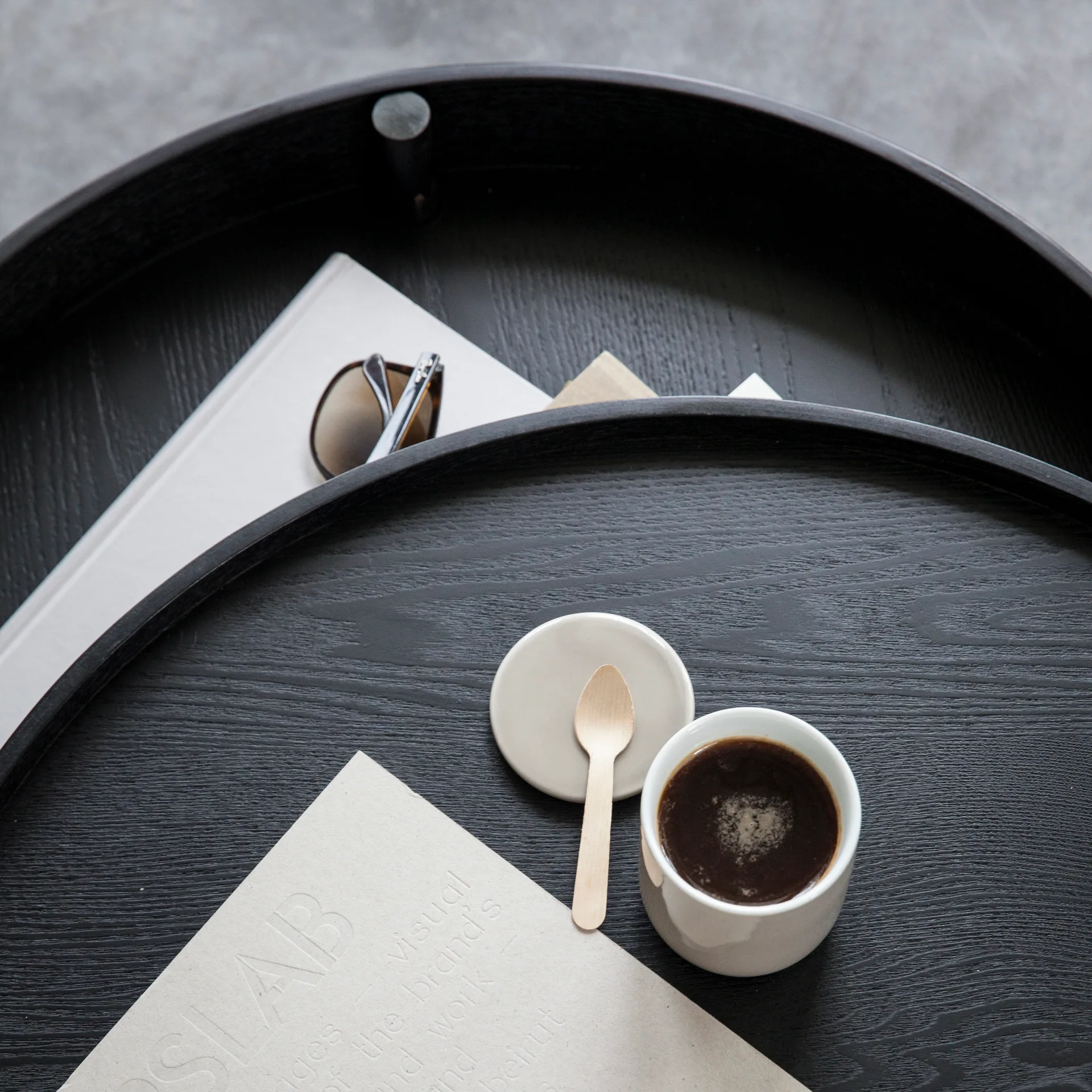 Turning table, Black-stained ash-bronze Audo Copenhagen