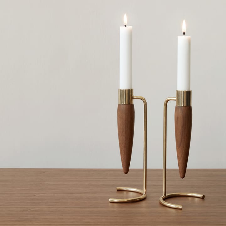 Umanoff candle sticks, polished brass-wallnut Audo Copenhagen