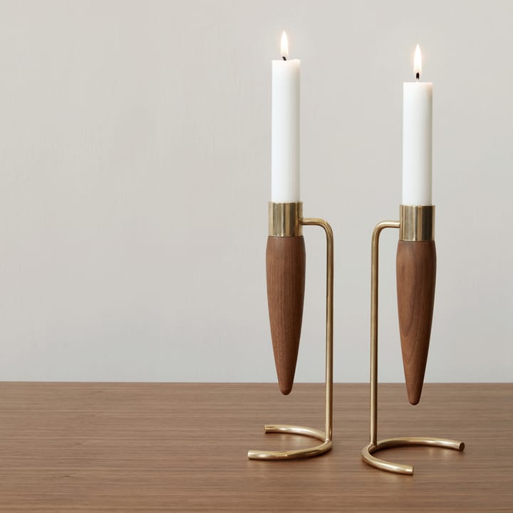 Umanoff candle sticks - polished brass-wallnut - Audo Copenhagen