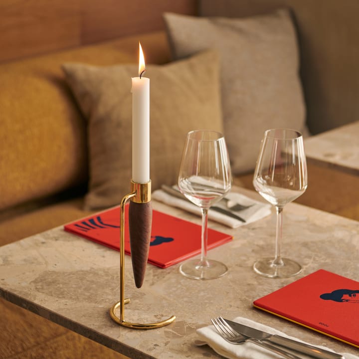 Umanoff candle sticks, polished brass-wallnut Audo Copenhagen