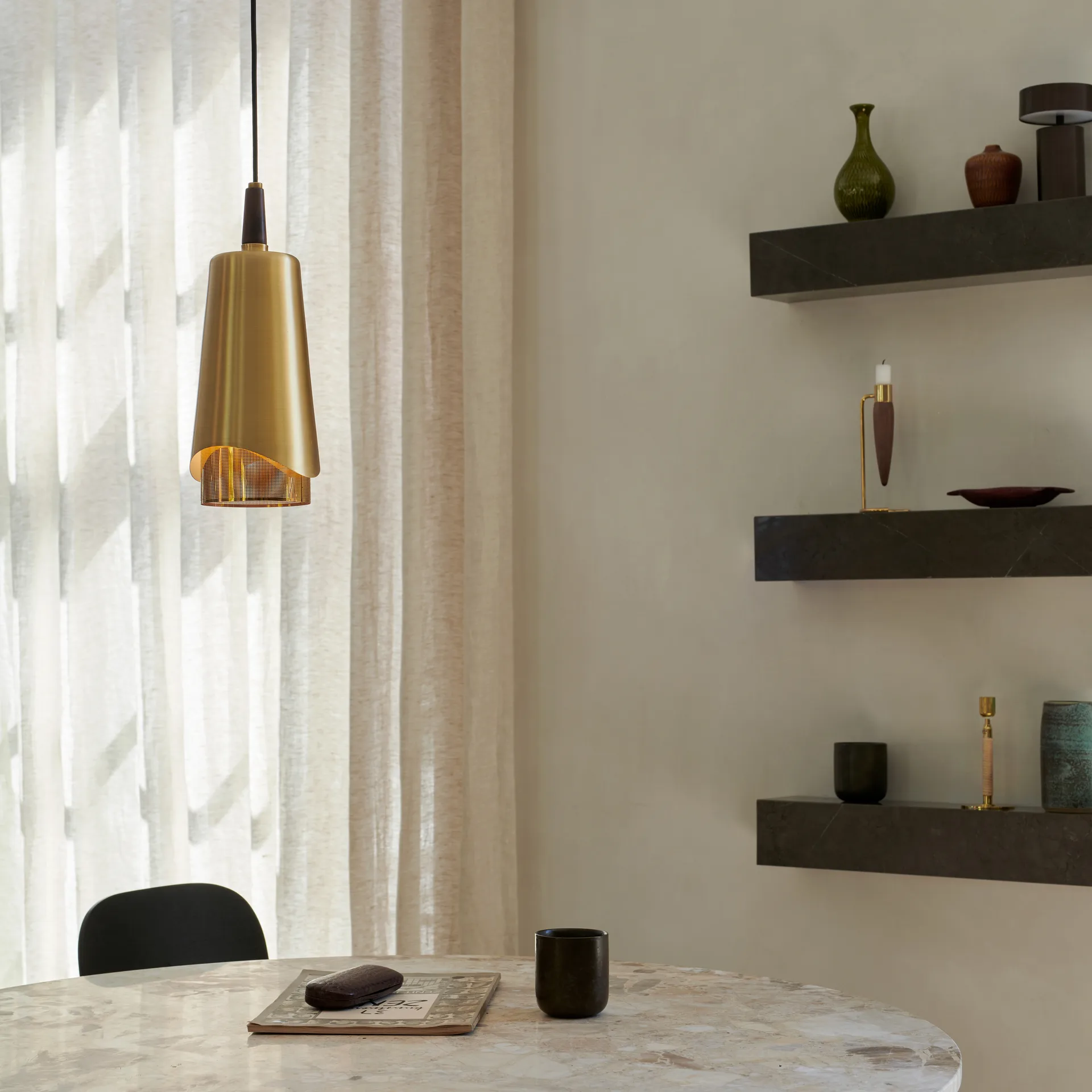 Umanoff pendant lamp, polished brass-wallnut Audo Copenhagen