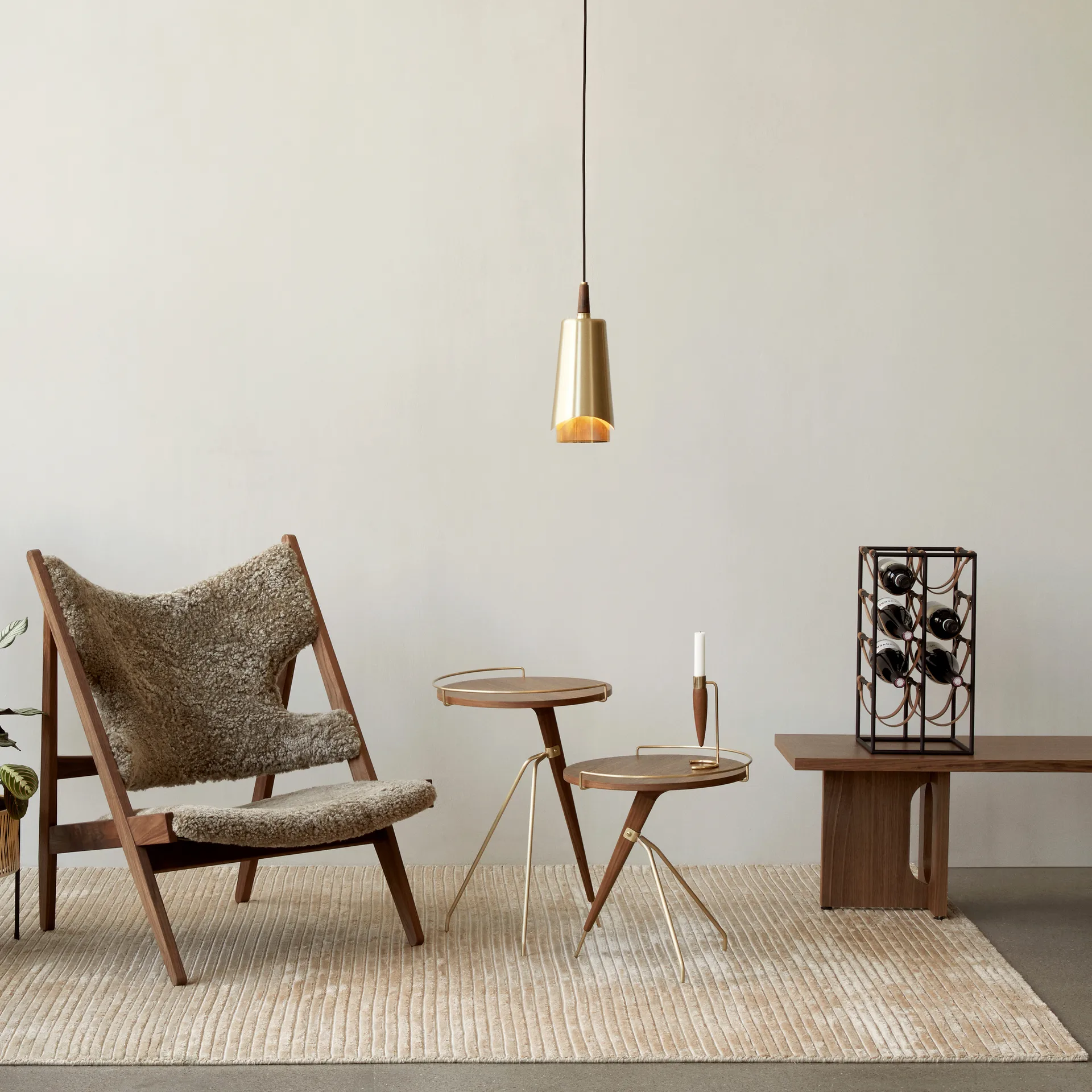 Umanoff pendant lamp, polished brass-wallnut Audo Copenhagen