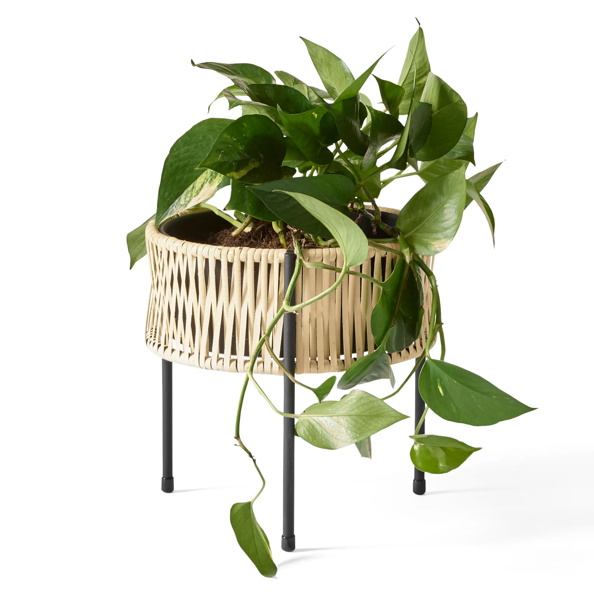 Umanoff planter flower box rattan-steel, h27 cm Ø27 cm Audo Copenhagen