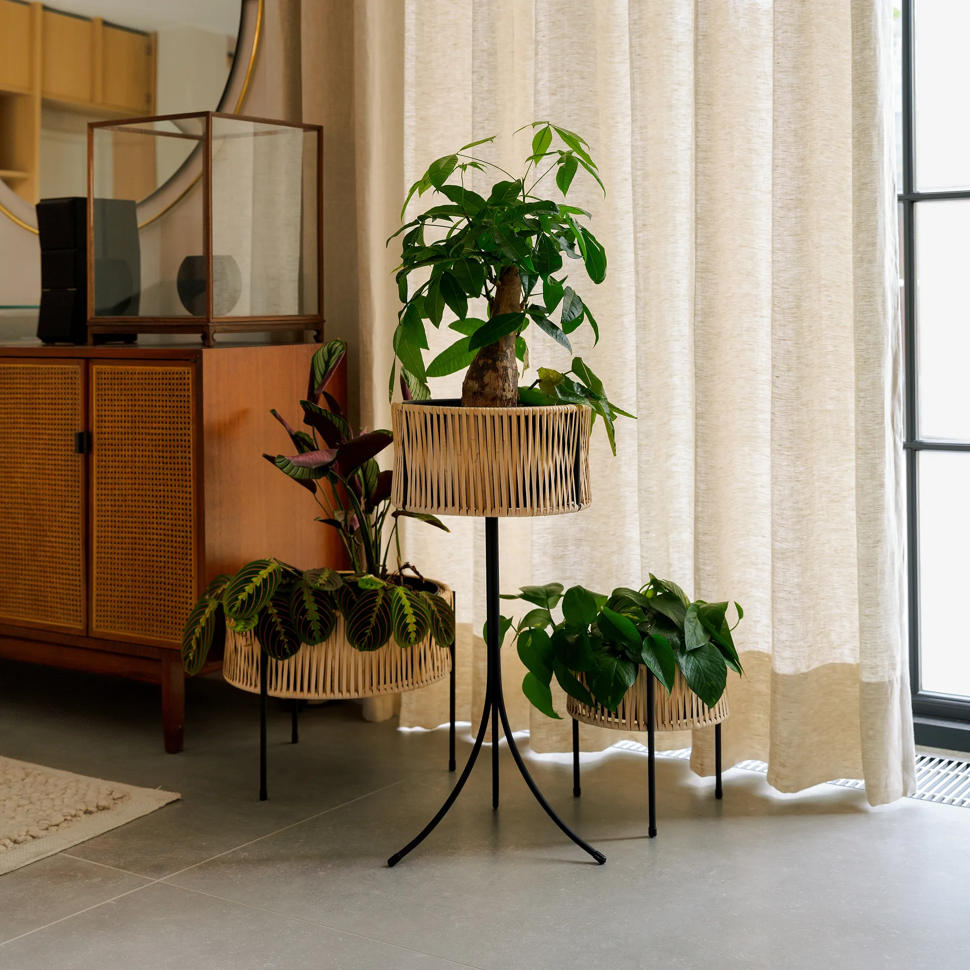 Umanoff planter flower box rattan-steel, h32,5 cm Ø41 cm Audo Copenhagen