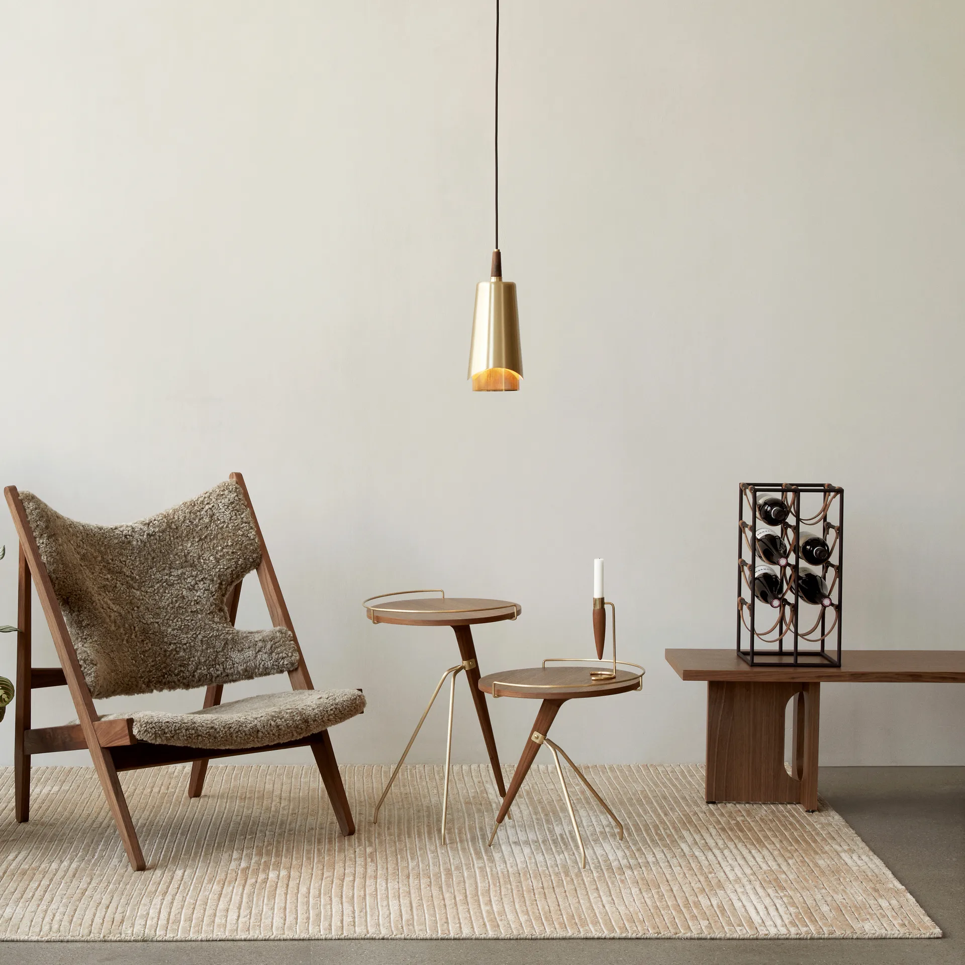 Umanoff side table wallnut-polished brass, 45 cm Audo Copenhagen