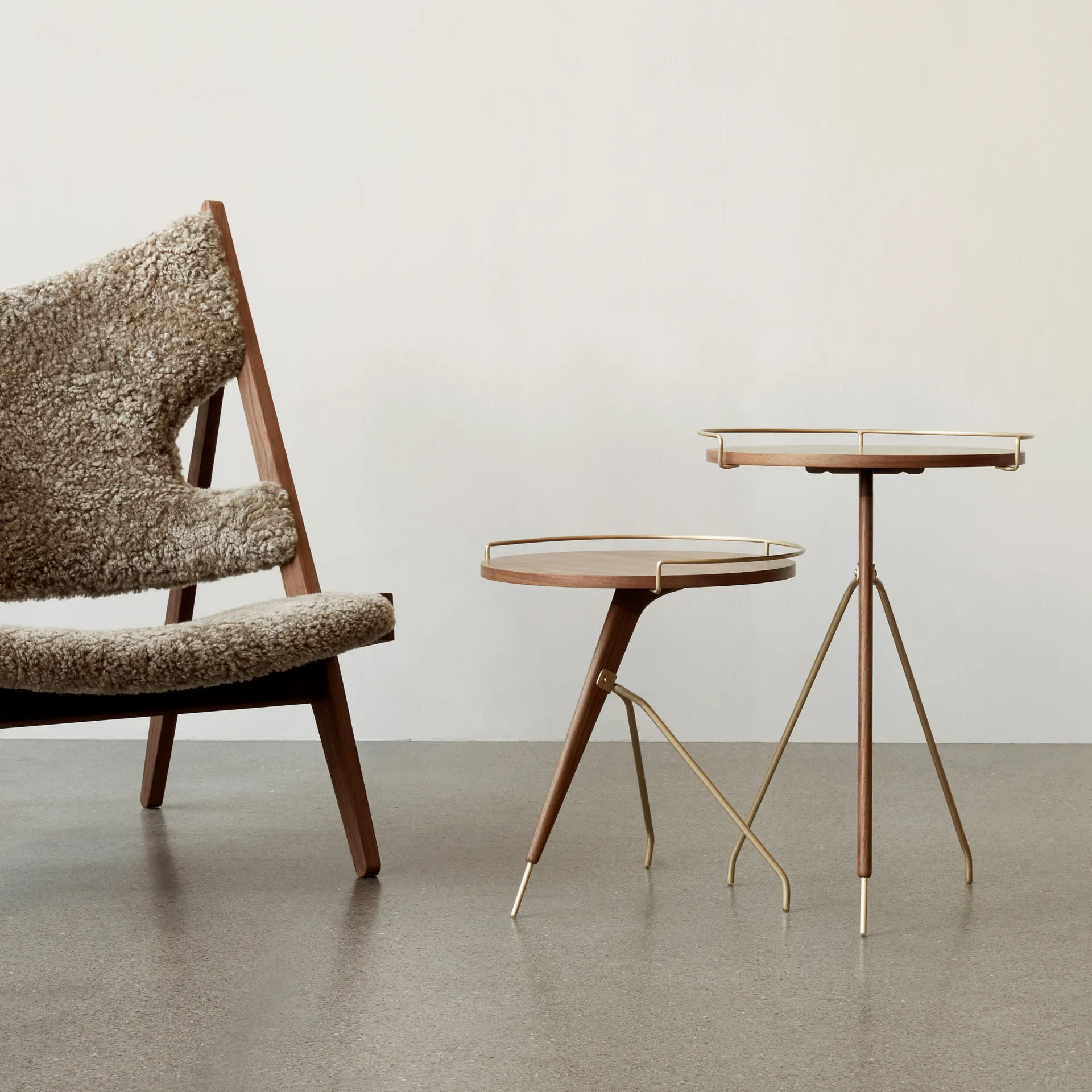 Umanoff side table wallnut-polished brass, 60 cm Audo Copenhagen