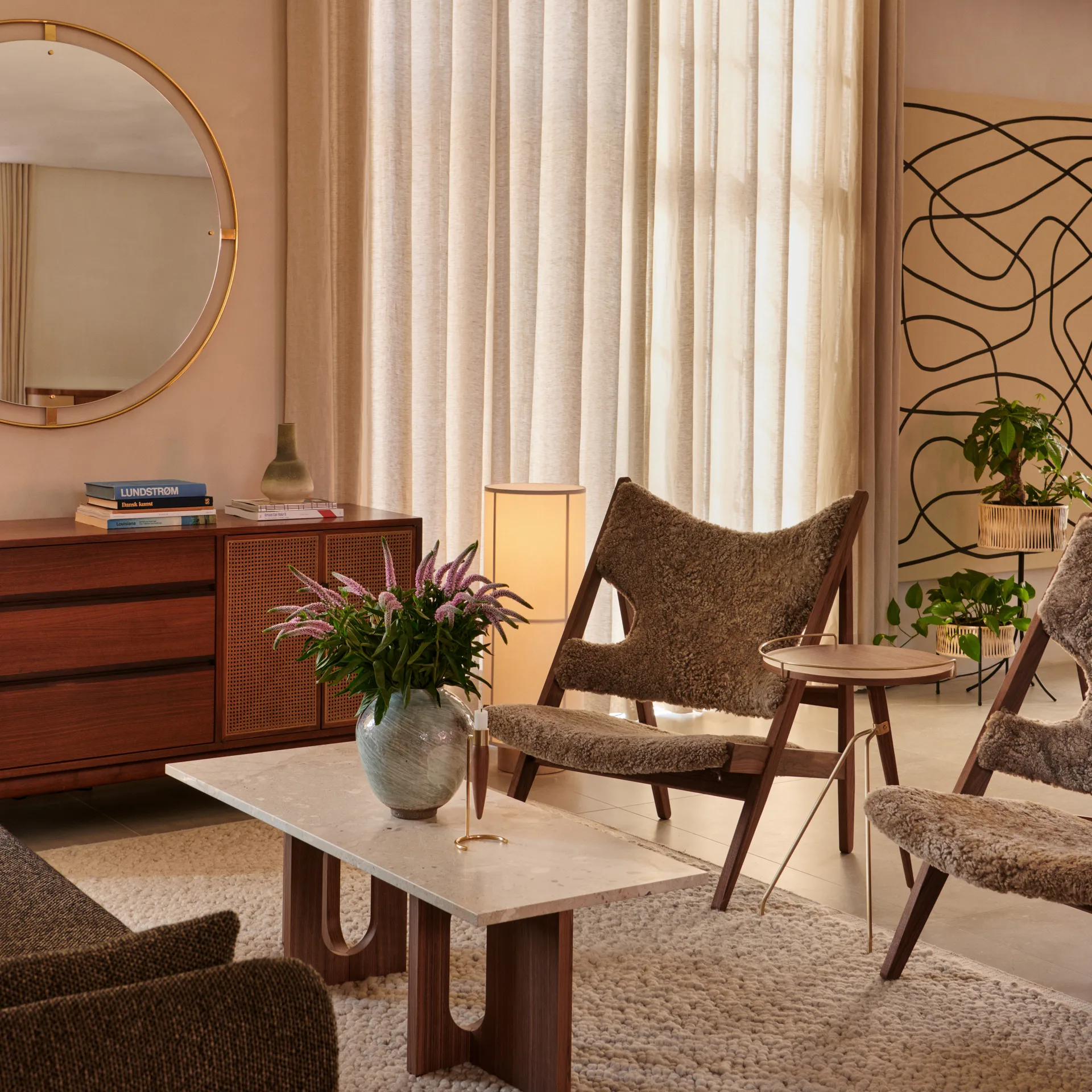 Umanoff side table wallnut-polished brass, 60 cm Audo Copenhagen