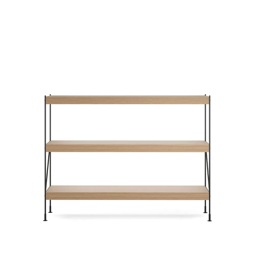 Zet shelving system, Natural oak, 1x3, black steel base Audo Copenhagen