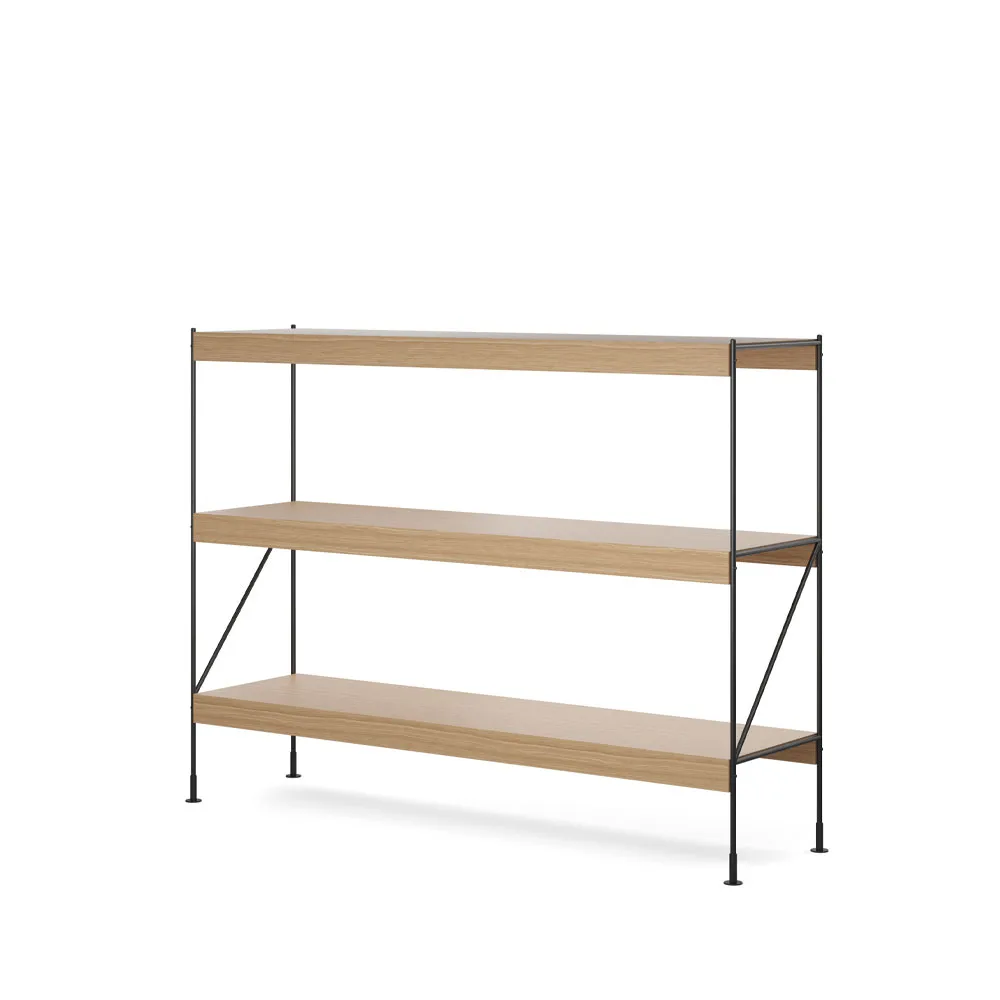 Zet shelving system, Natural oak, 1x3, black steel base Audo Copenhagen