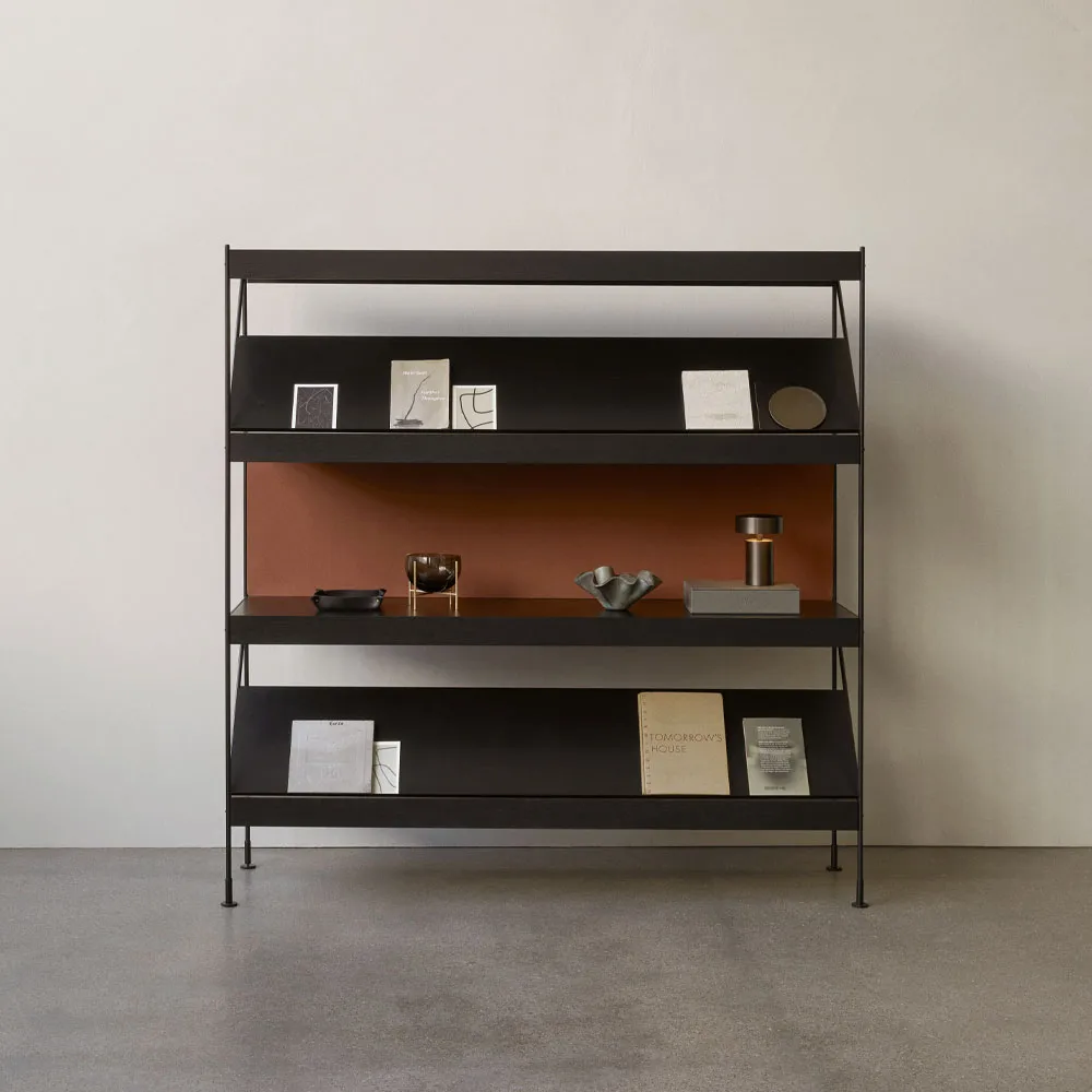 Zet shelving system, Natural oak, 1x3, black steel base Audo Copenhagen
