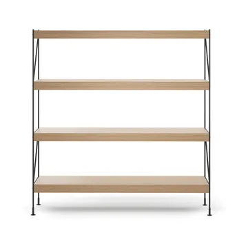 Zet shelving system - Natural oak, 1x4, black steel base - Audo Copenhagen