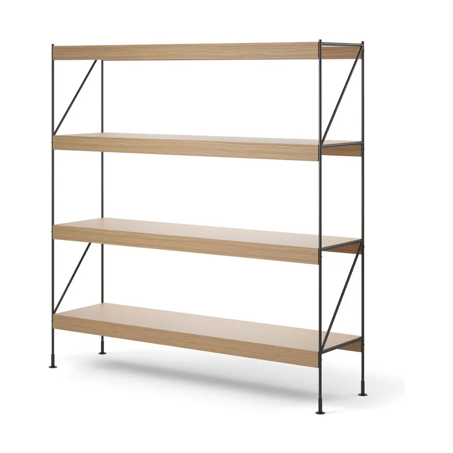 Zet shelving system, Natural oak, 1x4, black steel base Audo Copenhagen
