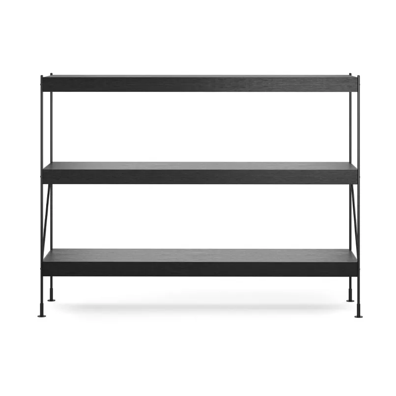 Zet shelving system, Oak black stained, 1x3, black steel base Audo Copenhagen