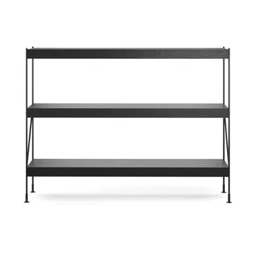 Zet shelving system - Oak black stained, 1x3, black steel base - Audo Copenhagen