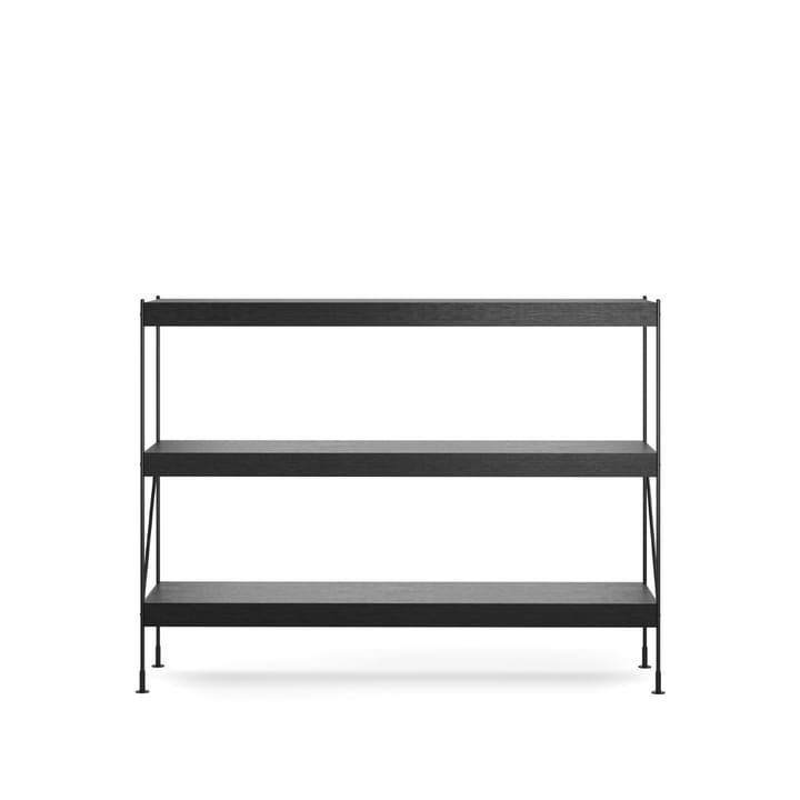 Zet shelving system - Oak black stained, 1x3, black steel base - Audo Copenhagen