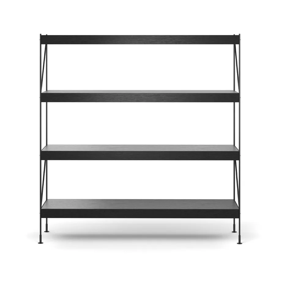 Zet shelving system, Oak black stained, 1x4, black steel base Audo Copenhagen