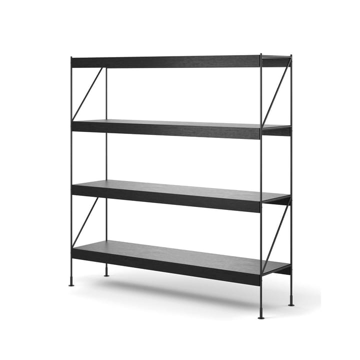 Zet shelving system - Oak black stained, 1x4, black steel base - Audo Copenhagen