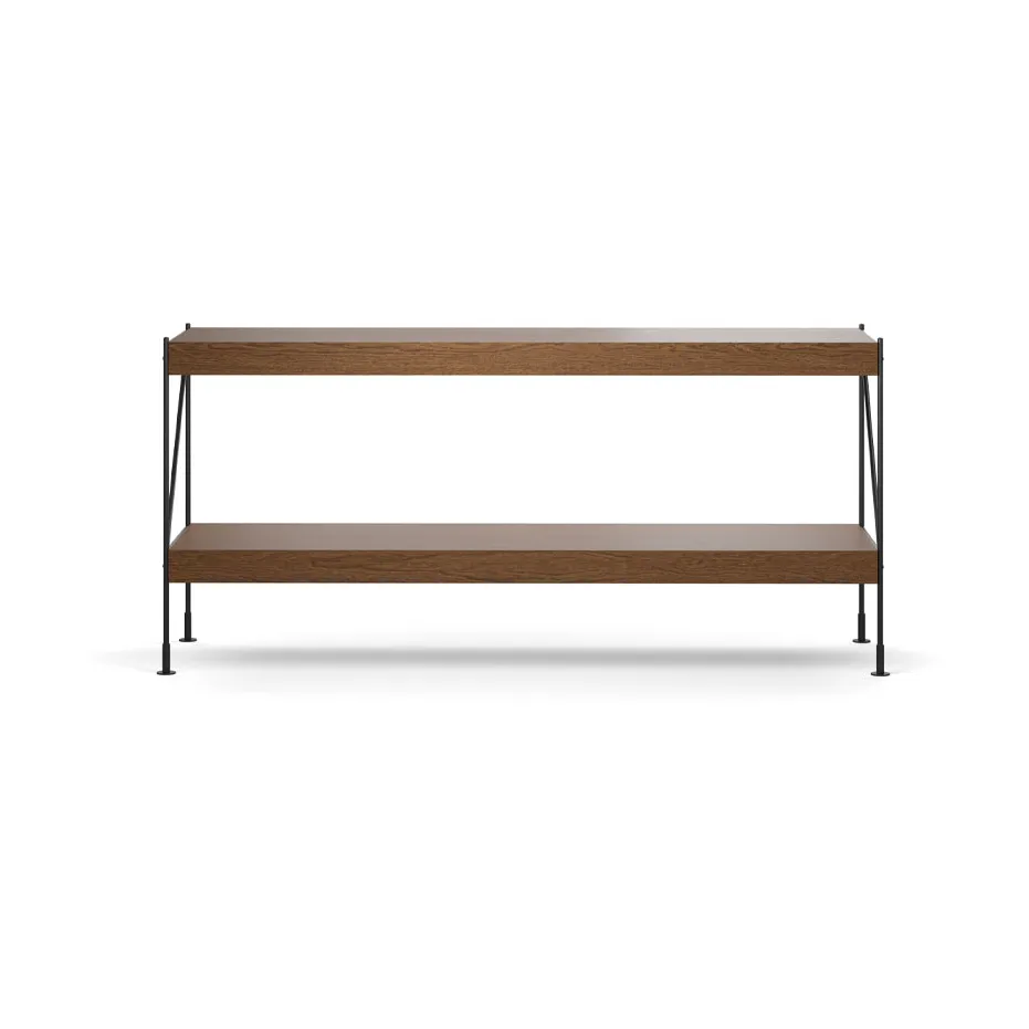 Zet shelving system, Oak dark stained, 1x2, black steel base Audo Copenhagen