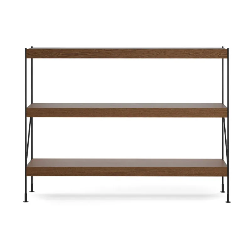 Zet shelving system, Oak dark stained, 1x3, black steel base Audo Copenhagen