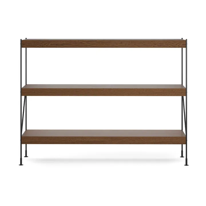 Zet shelving system - Oak dark stained, 1x3, black steel base - Audo Copenhagen