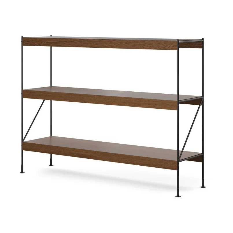 Zet shelving system, Oak dark stained, 1x3, black steel base Audo Copenhagen