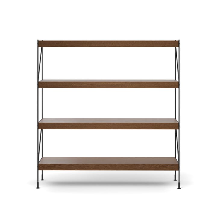 Zet shelving system - Oak dark stained, 1x4, black steel base - Audo Copenhagen