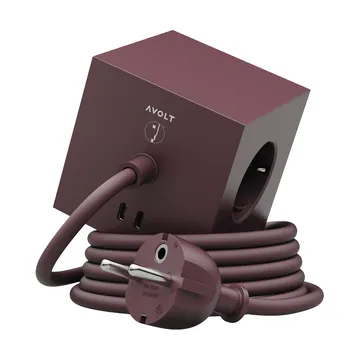 AVOLT x Bauhaus-Archiv Square 1 power strip USB-C - Mulberry Red - Avolt