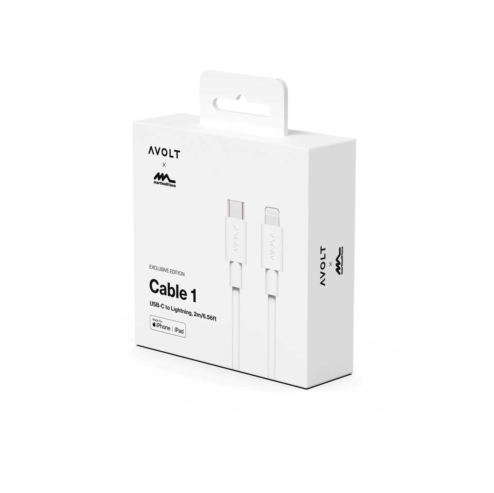Cable 1 USB C to Lightning charging cable 2m, White Martinelli Luce Edition Avolt