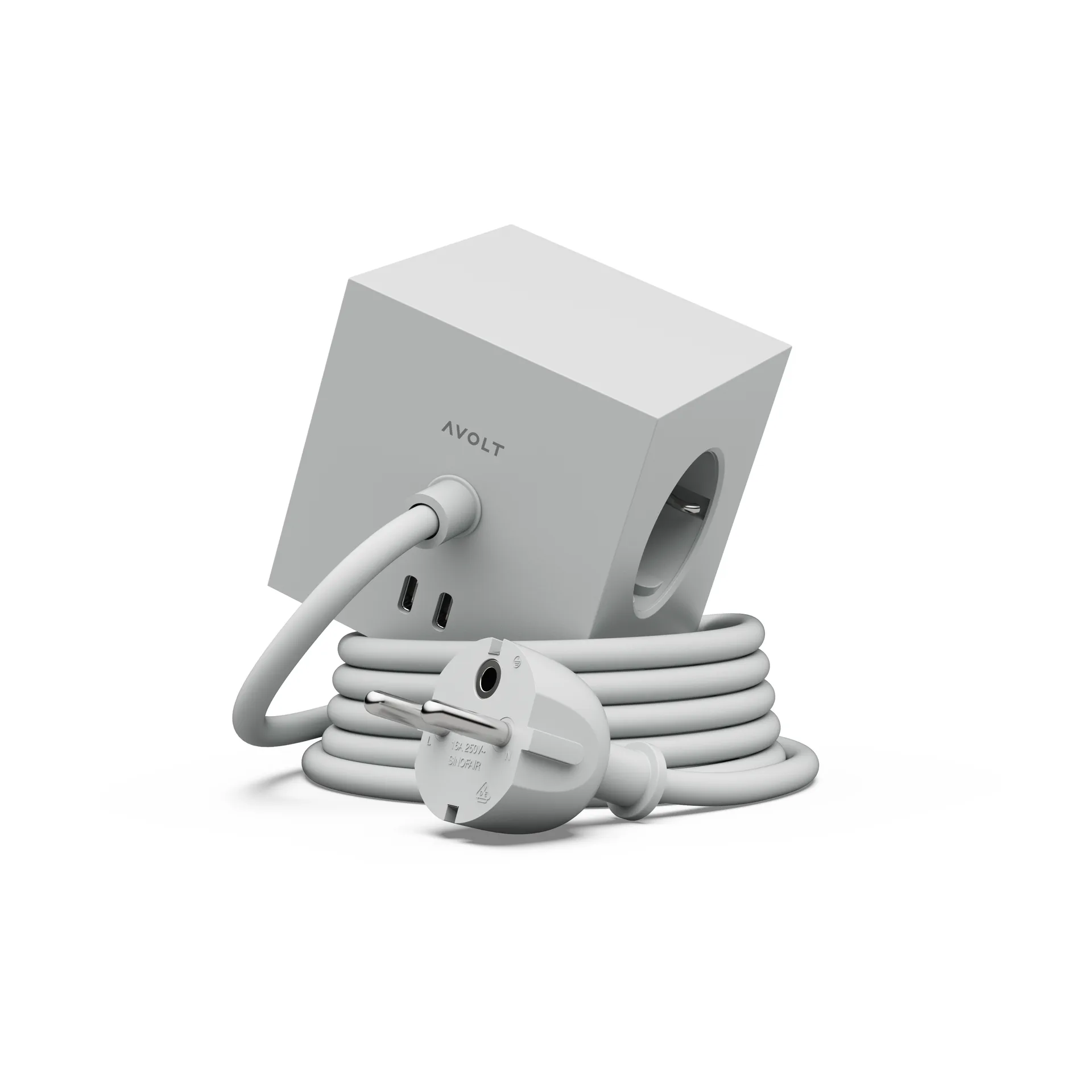 Square 1 power strip USB-C 30W 3 m, Gotland Gray Avolt