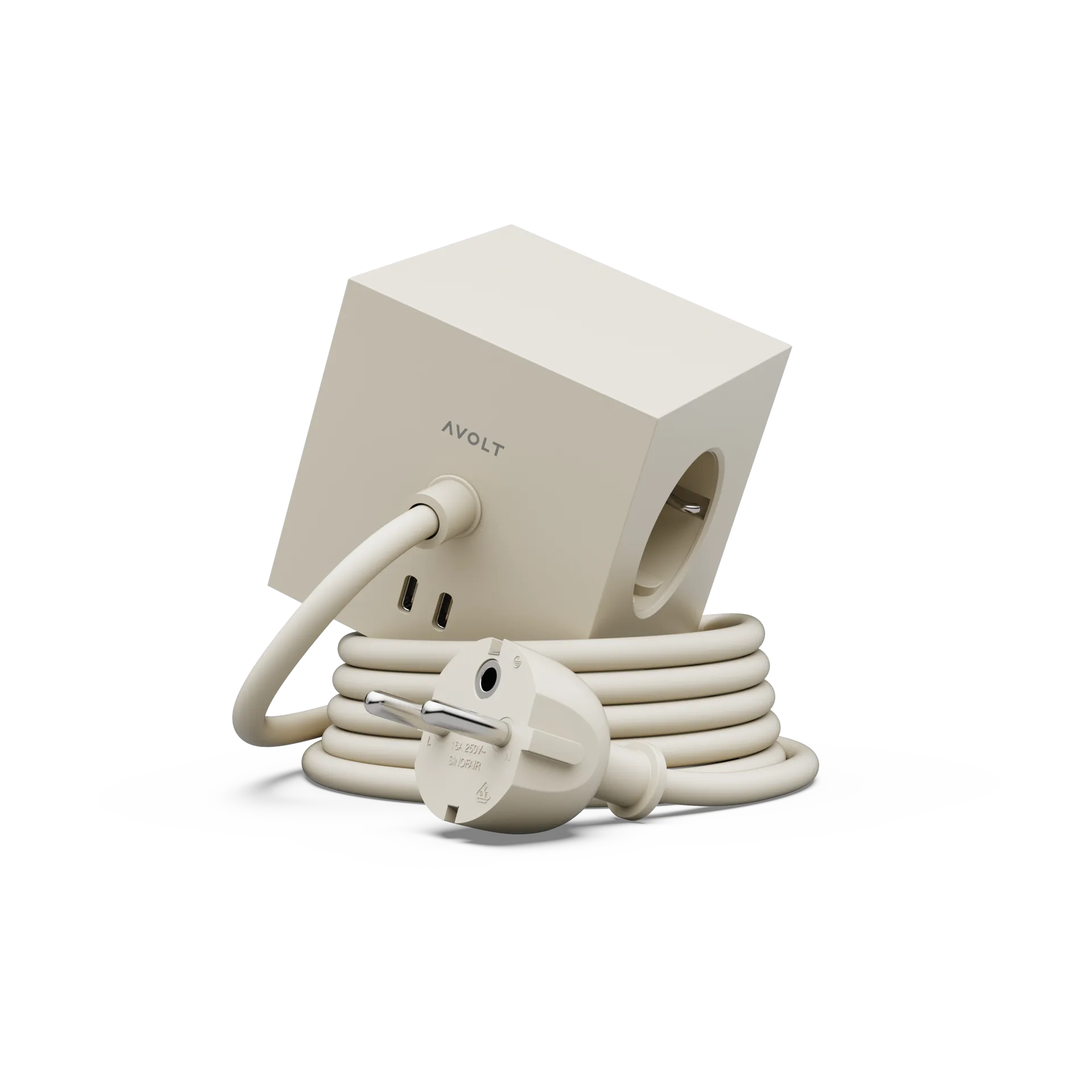 Square 1 power strip USB-C 30W 3 m, Nomad Sand Avolt