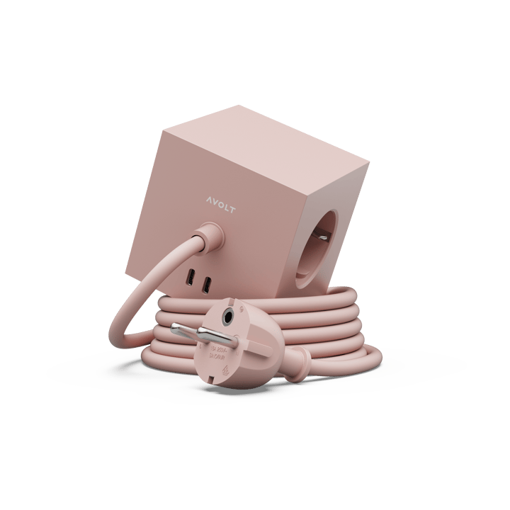 Square 1 power strip USB-C 30W 3 m - Old Pink - Avolt
