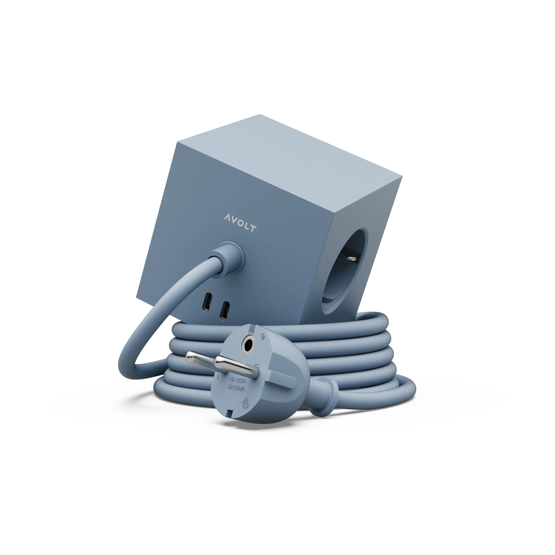 Square 1 power strip USB-C 30W 3 m, Shark Blue Avolt