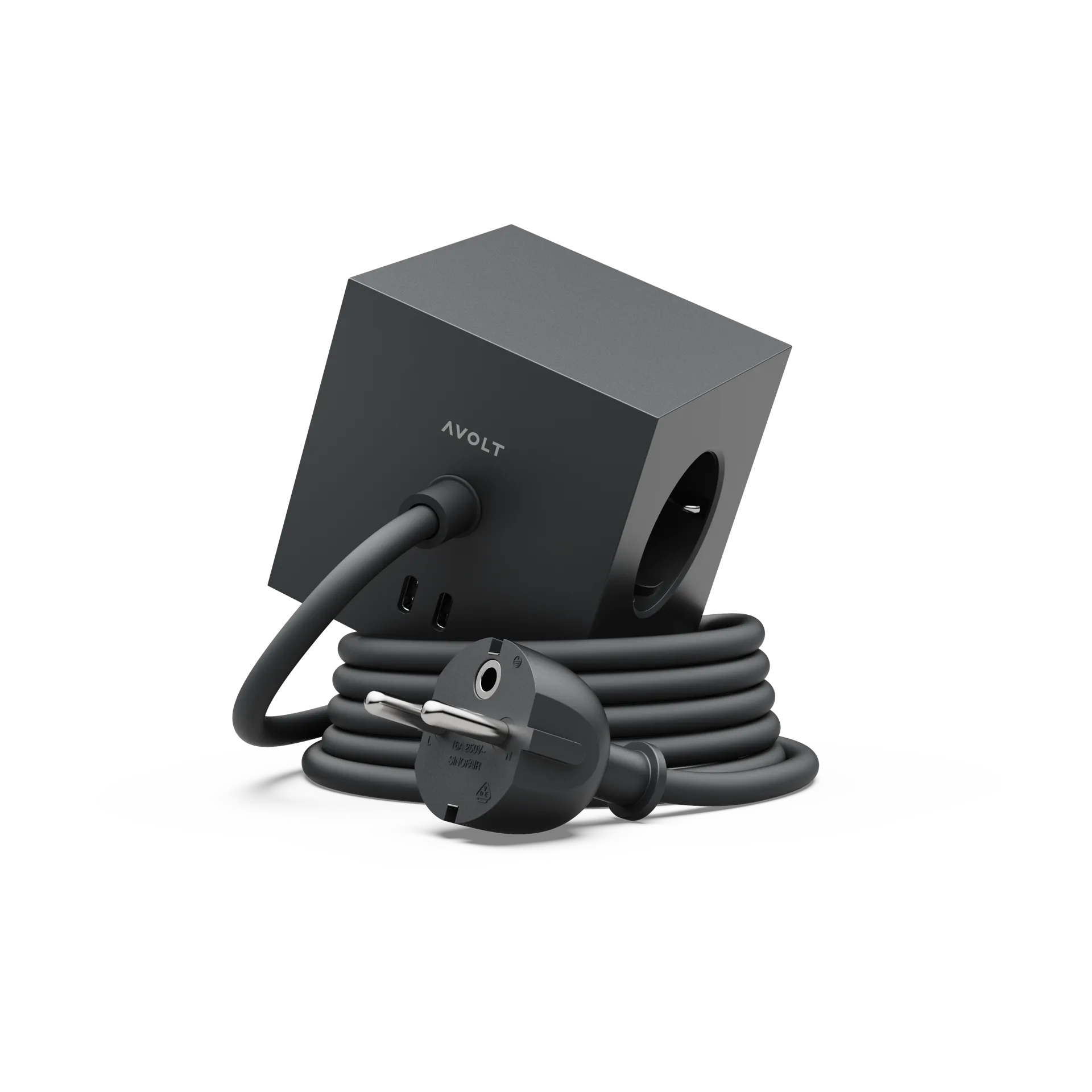 Square 1 power strip USB-C 30W 3 m, Stockholm Black Avolt