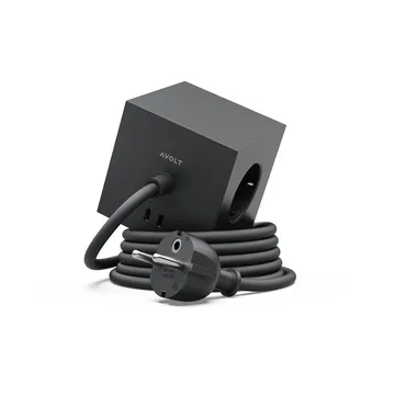 Square 1 power strip USB-C 30W 3 m - Stockholm Black - Avolt