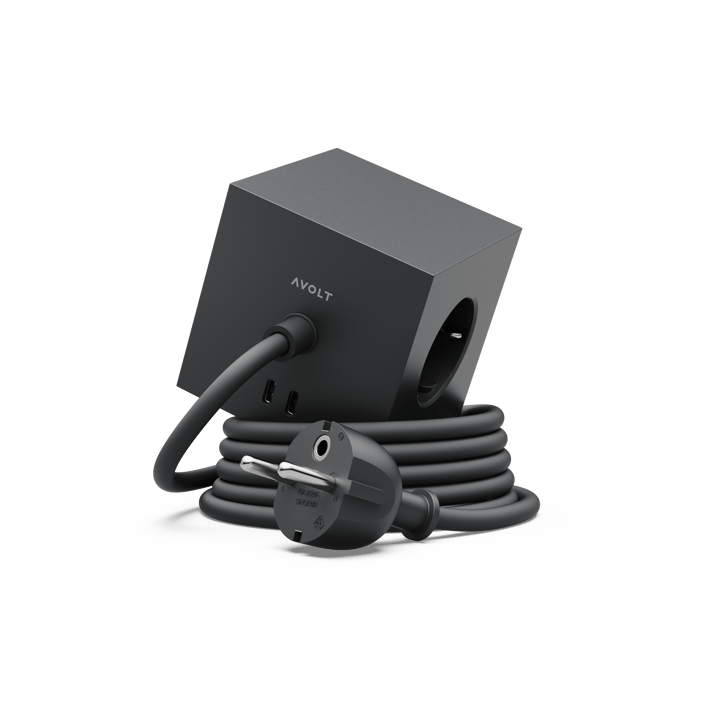 Square 1 power strip USB-C 30W 3 m - Stockholm Black - Avolt