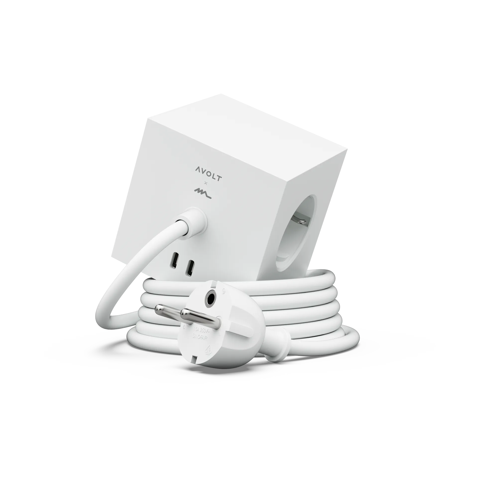Square 1 power strip USB-C 30W 3 m, White Martinelli Luce edition Avolt
