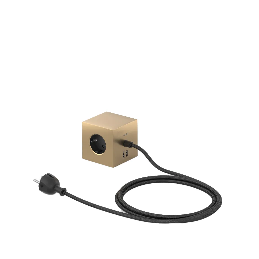 Square 1 socket, Brass Avolt