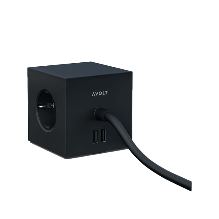 Square 1 socket - Stockholm black - Avolt