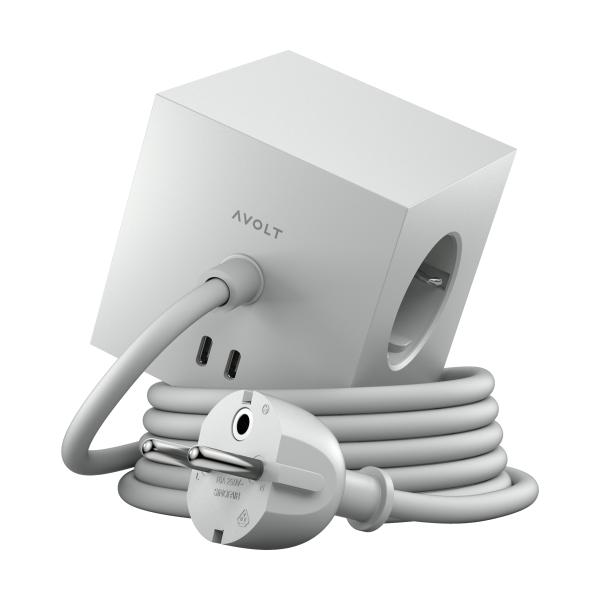 Avolt Square 1 socket USB-C 30W 1.8 m Gotland grey