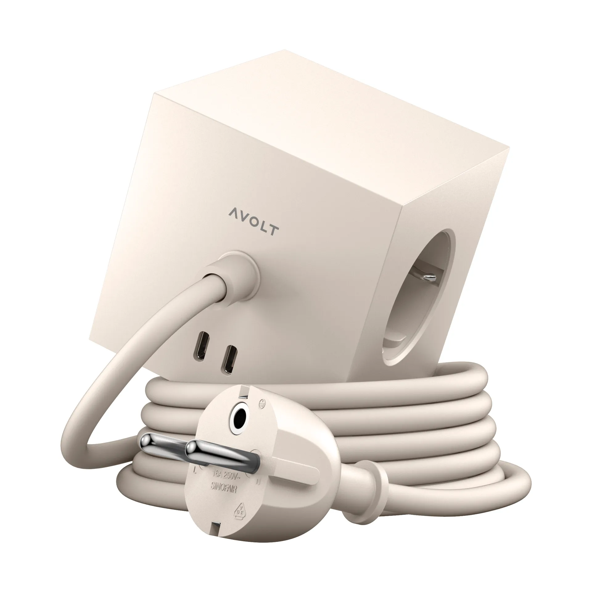 Square 1 socket USB-C 30W 1.8 m, Nomad sand Avolt