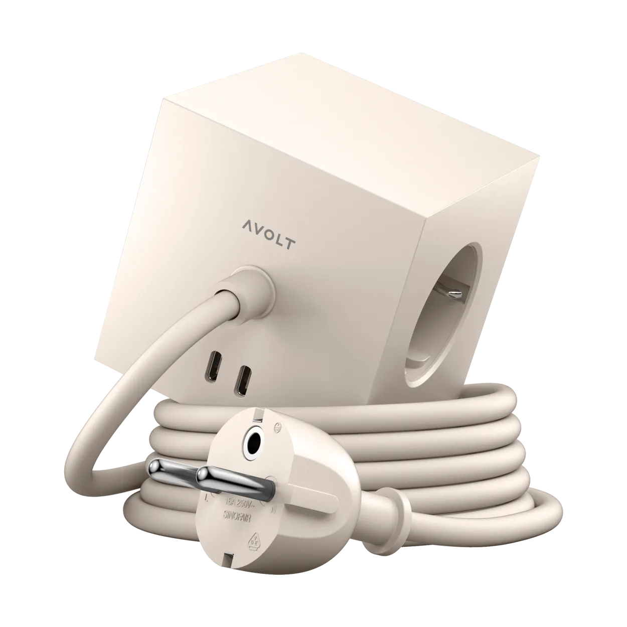 Avolt Square 1 socket USB-C 30W 1.8 m Nomad sand | Scandinavian Design | Other lighting accessories | Beige