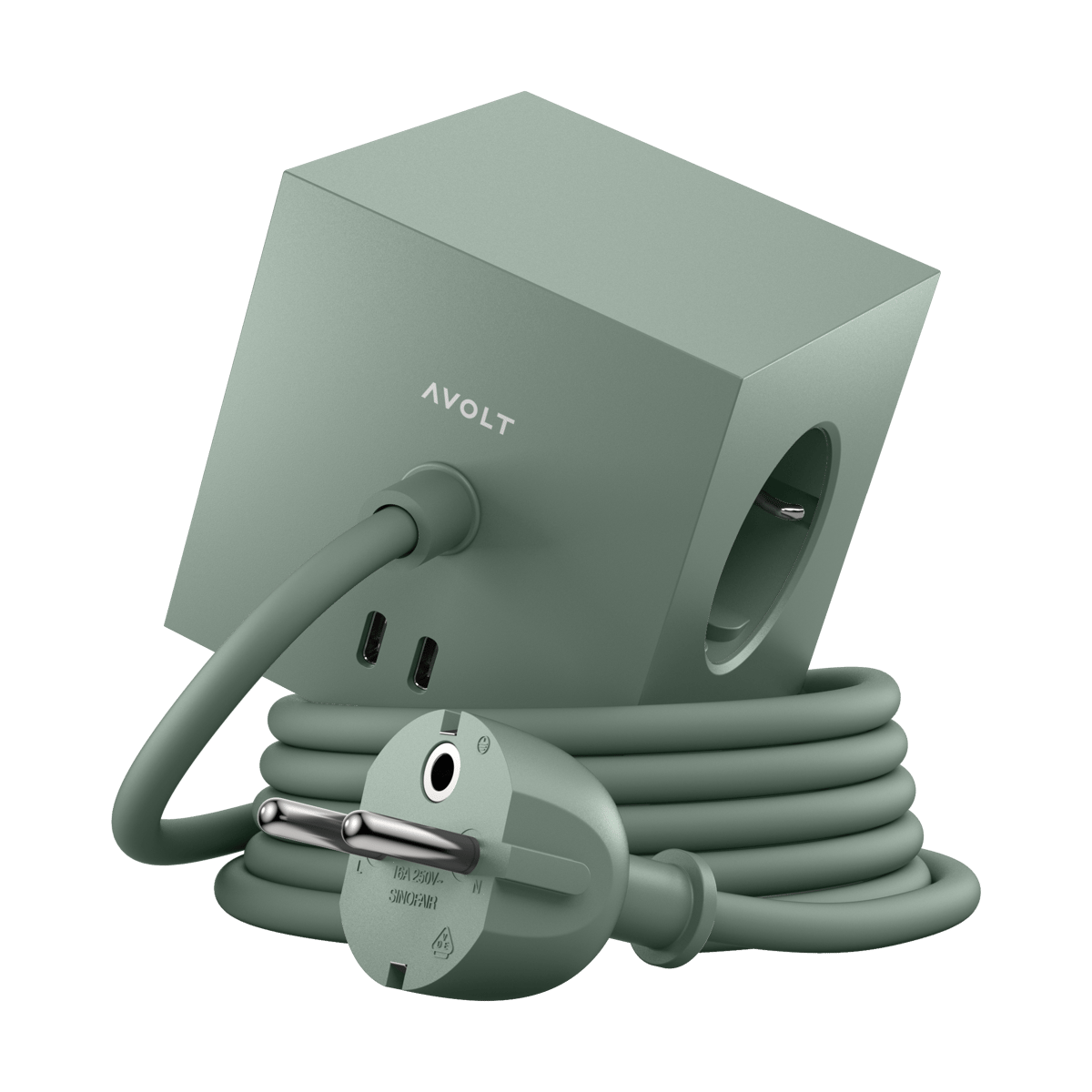 Avolt Square 1 socket USB-C 30W 1.8 m Oak green