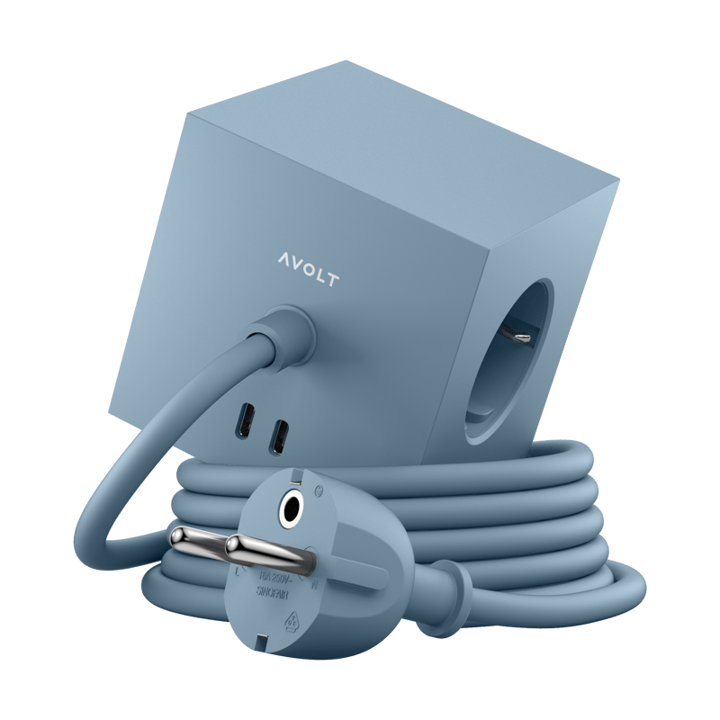 Avolt Square 1 socket USB-C 30W 1.8 m Shark blue