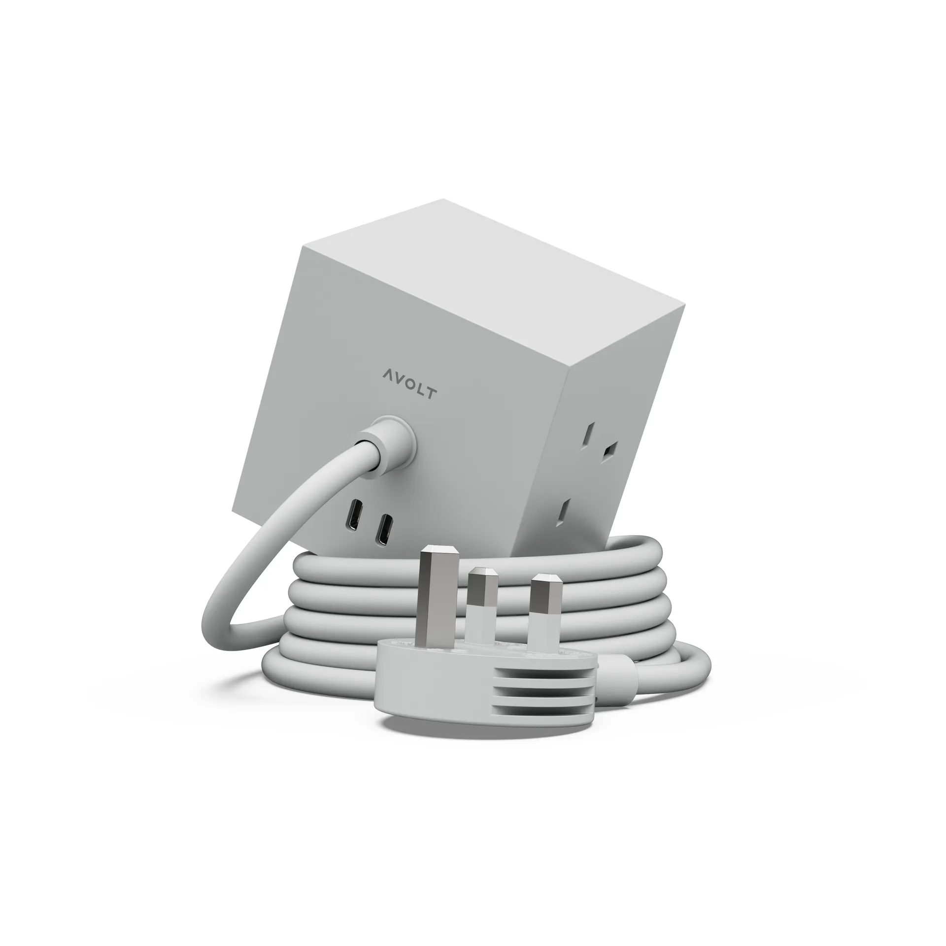 Square 1 UK power strip USB-C 30W 1.8 m, Gotland Gray Avolt