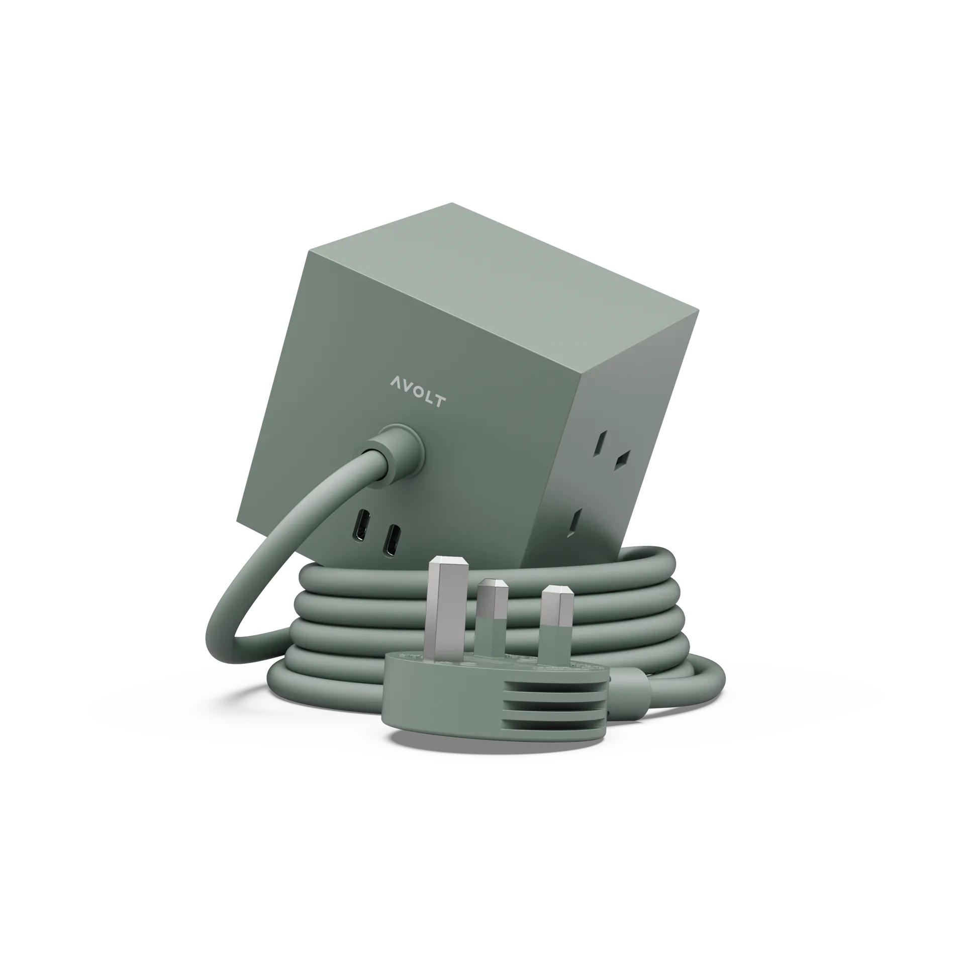 Square 1 UK power strip USB-C 30W 1.8 m, Oak Green Avolt